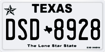 TX license plate DSD8928