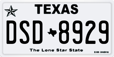 TX license plate DSD8929
