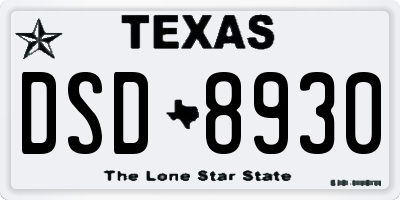 TX license plate DSD8930