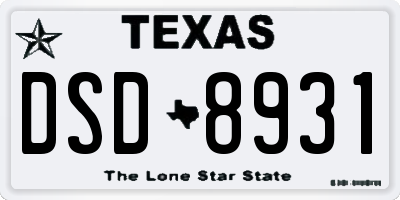 TX license plate DSD8931