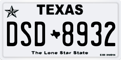 TX license plate DSD8932