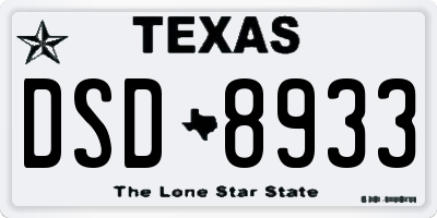 TX license plate DSD8933