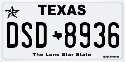 TX license plate DSD8936