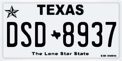 TX license plate DSD8937