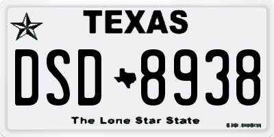 TX license plate DSD8938