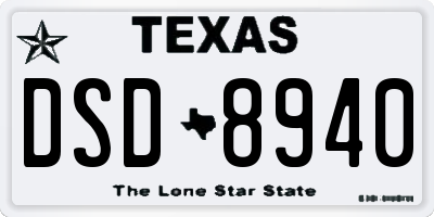 TX license plate DSD8940