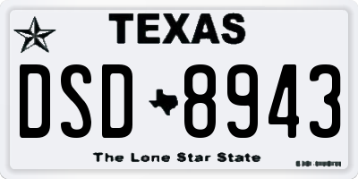 TX license plate DSD8943