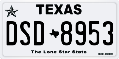 TX license plate DSD8953