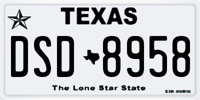 TX license plate DSD8958