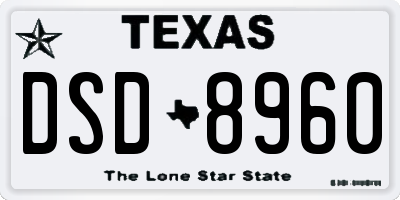 TX license plate DSD8960