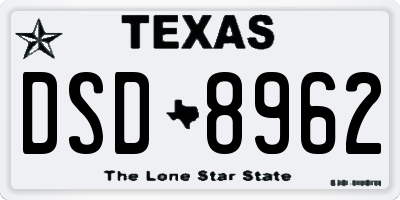 TX license plate DSD8962