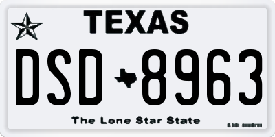 TX license plate DSD8963