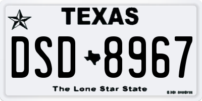 TX license plate DSD8967