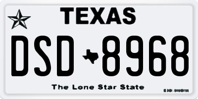 TX license plate DSD8968