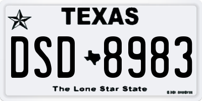 TX license plate DSD8983