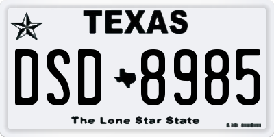 TX license plate DSD8985