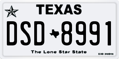 TX license plate DSD8991