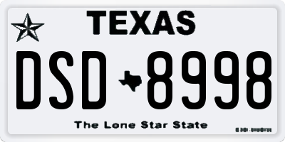 TX license plate DSD8998