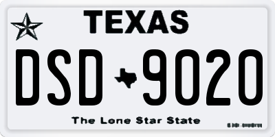 TX license plate DSD9020