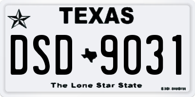 TX license plate DSD9031