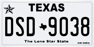 TX license plate DSD9038