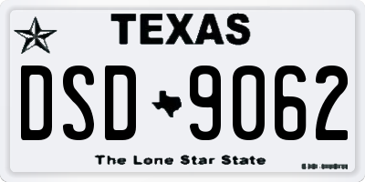 TX license plate DSD9062