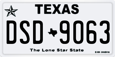 TX license plate DSD9063