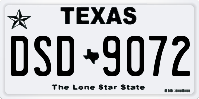 TX license plate DSD9072