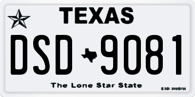 TX license plate DSD9081