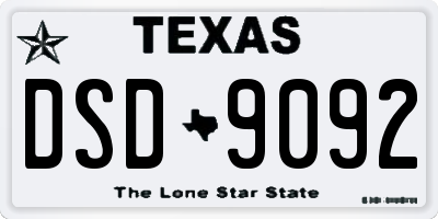 TX license plate DSD9092