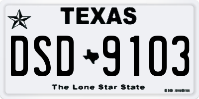 TX license plate DSD9103
