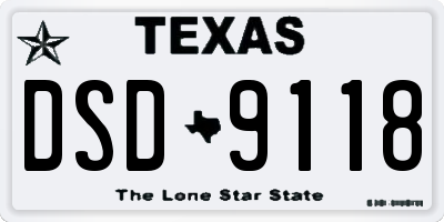 TX license plate DSD9118