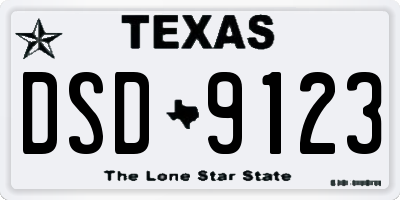TX license plate DSD9123