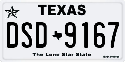 TX license plate DSD9167