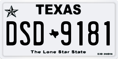 TX license plate DSD9181