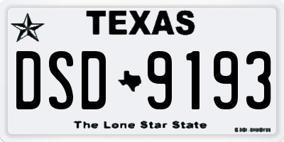 TX license plate DSD9193