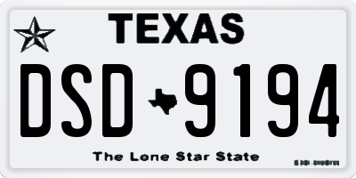 TX license plate DSD9194