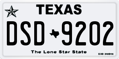TX license plate DSD9202