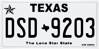 TX license plate DSD9203