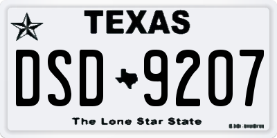 TX license plate DSD9207