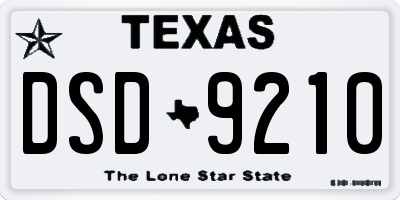 TX license plate DSD9210