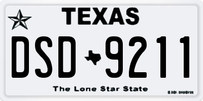 TX license plate DSD9211