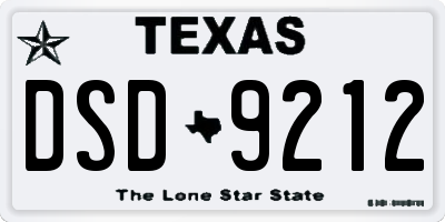 TX license plate DSD9212