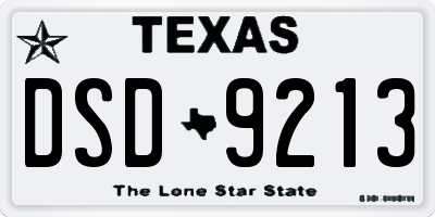 TX license plate DSD9213