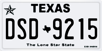 TX license plate DSD9215