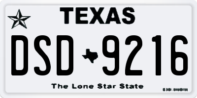 TX license plate DSD9216