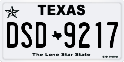TX license plate DSD9217