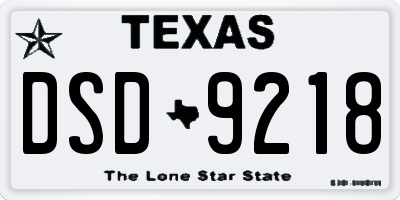 TX license plate DSD9218
