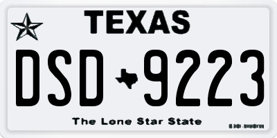 TX license plate DSD9223
