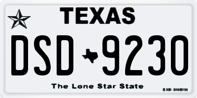 TX license plate DSD9230